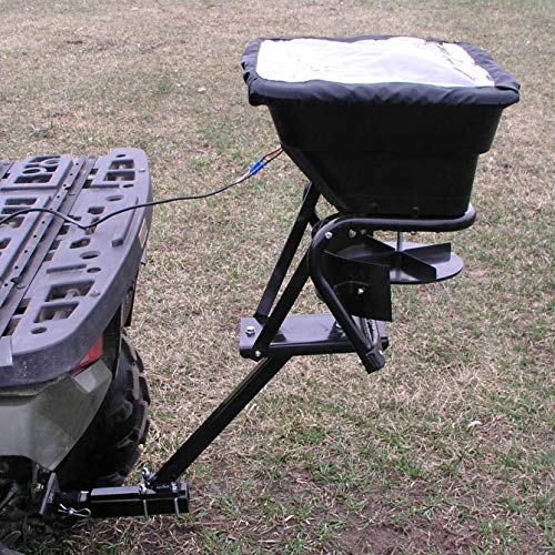 Field Tuff 12V ATV Hitch Mount Receiver 80 lb Fertilizer Spreader Black (2 Pack)