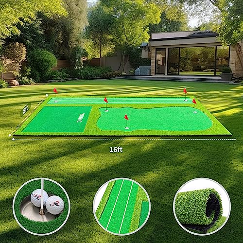 YUNIC Golf Putting Green Premium Nylon Training Mat Green