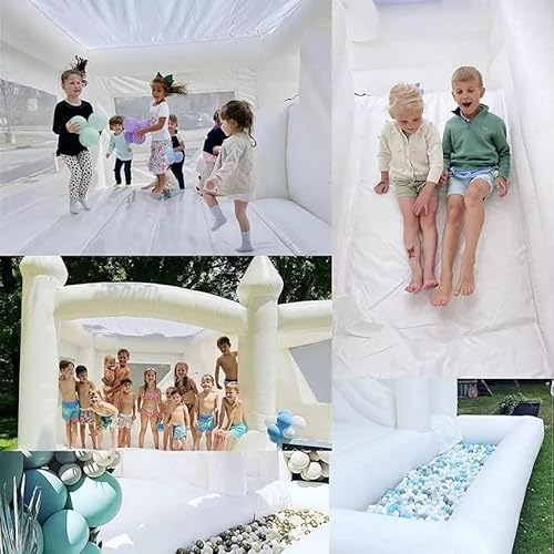 BOZHOUYUPIN 15FT Inflatable Bounce House with Slide White