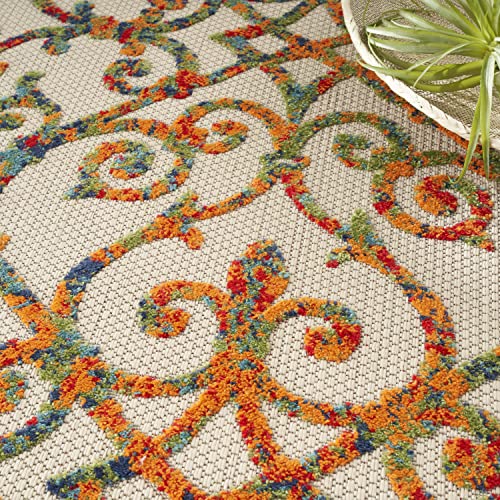 Nourison Aloha Indoor/Outdoor Multicolor Area Rug 10' x 14'