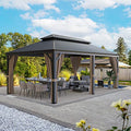 Greesum 12'x20' Hardtop Metal Gazebo Black