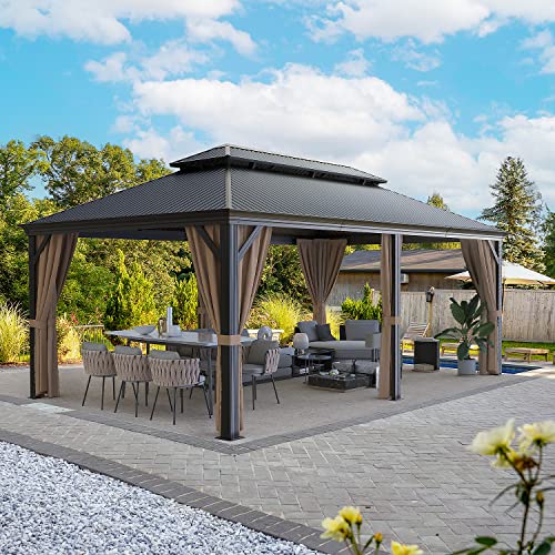 Greesum 12'x20' Hardtop Metal Gazebo Black