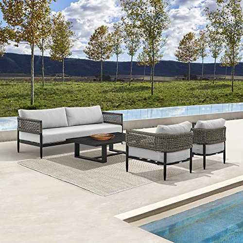 Armen Living Felicia Modern Outdoor Patio Conversation Set 4 Piece Black