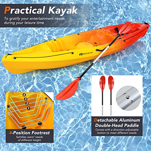 GLOBALWAY 10.2FT Sit-On-Top Fishing Kayak with Paddle Yellow/Orange