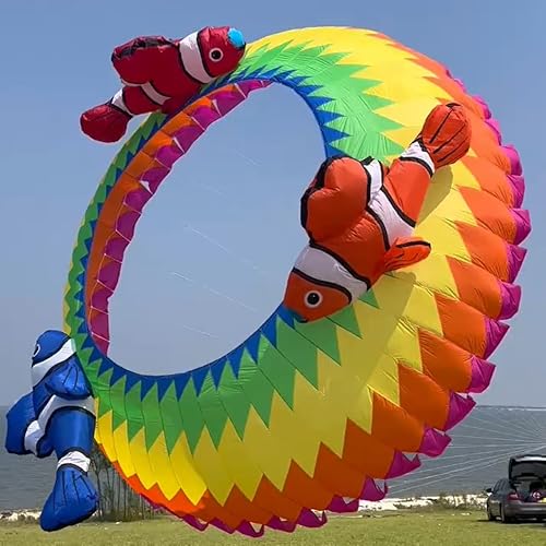TiffySkyKite Giant 20 Ft Inflatable Ring Kite with Clownfish Design Colorful