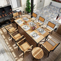Pamapic 10-Piece Patio Dining Set Outdoor Aluminum Furniture with Teak Table Top and 8 Stackable Chairs