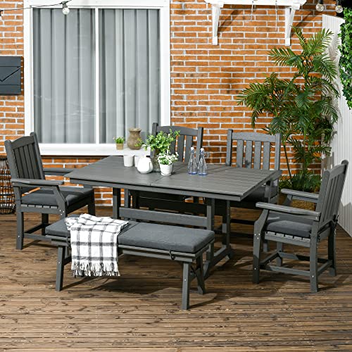 Outsunny 6-Piece Patio Dining Set Outdoor Furniture with Cushions Grey