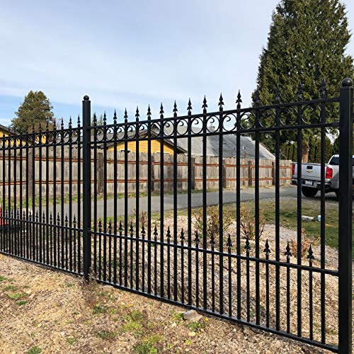 ALEKO Security Fencing Kit 2-Panel Steel Fence Modern Garden Anti-Rust Panels 8x5 Prague