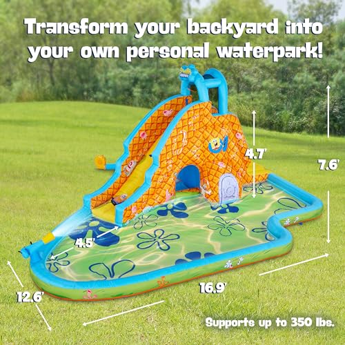 SUNNY & FUN Spongebob Slide ‘N Spray Inflatable Water Slide Park
