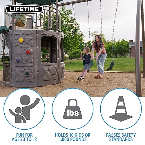 Lifetime Adventure Tower Swing Set Playset Earthtone