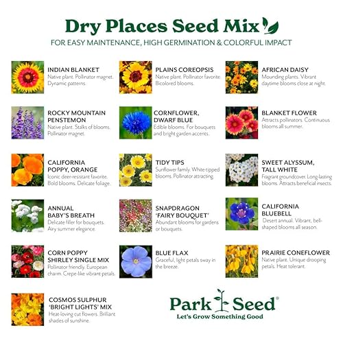 Park Seed Wildflower Garden Mixture for Pollinators - Dry Places Mix, 50 lbs