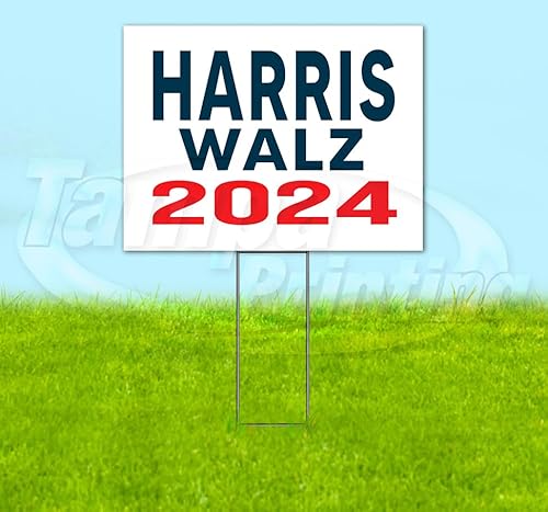 TampaPrinting Harris Walz Yard Sign 18" x 24" with Metal Stake