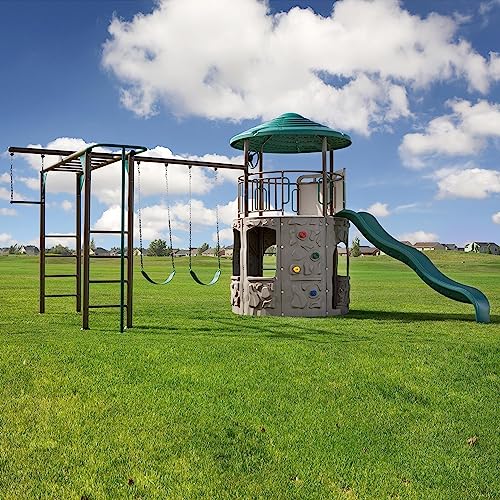 Lifetime Adventure Tower Deluxe Swing Set Playset Earthtone