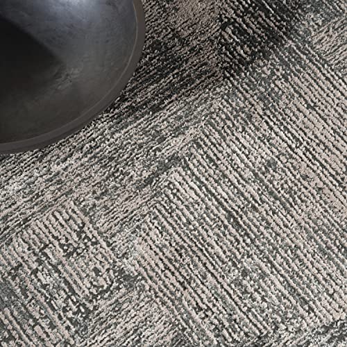 Calvin Klein CK024 Irradiant Abstract Area Rug 9' x 12' Black Ivory