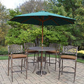 Oakland Living Elite Mississippi Bar Set with Table and Sunbrella Cushioned Stools Antique Bronze
