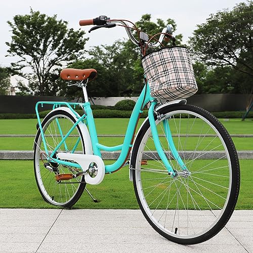 ShangWen Women Beach Cruiser Bike 7-Speed Hybrid Bicycle GN