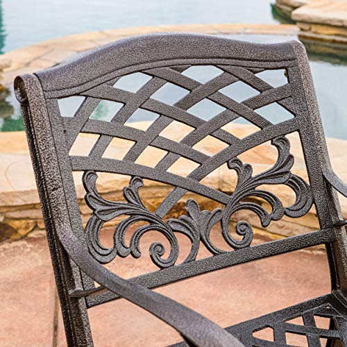 Christopher Knight Home Hallandale 5-Pc Outdoor Cast Aluminum Dining Set Hammered Bronze