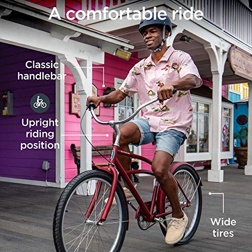 Schwinn Huron Adult Beach Cruiser Bike 26-Inch Red