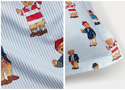 POLO RALPH LAUREN Teddy Bear Boys Blue Stripe King Comforter Set with Shams