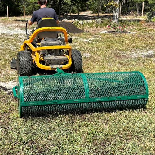 Landzie Tow-Behind Compost and Peat Moss Spreader 60 x 20 Inch for Large Lawns