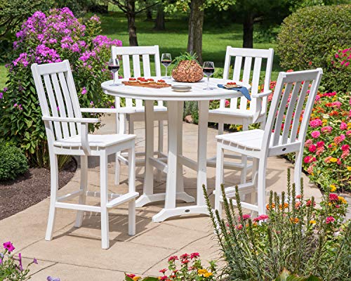 Polywood Vineyard 5-Piece Nautical Trestle Bar Set Slate Grey