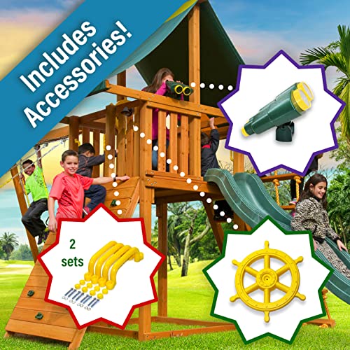 Best in Backyards Eastern Jungle Gym Dream Cedar Swing Set Green & Yellow Components