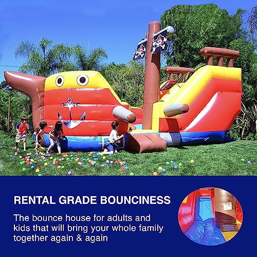 JumpOrange 15’ Pirate Ship Water Slide Playset Red