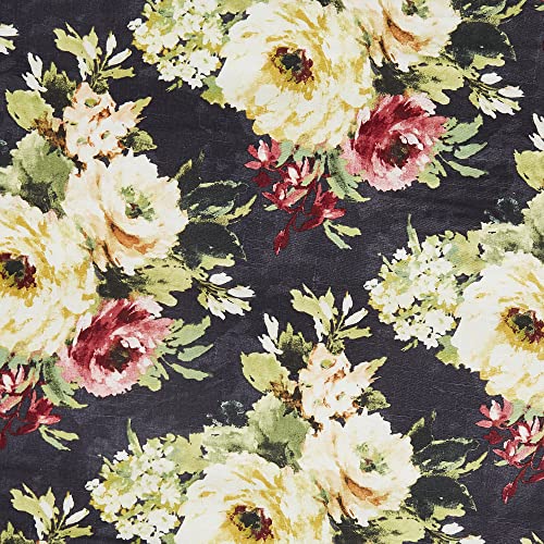 H HIEND ACCENTS Floral Bedding Peony Washed Linen Super Queen Comforter Set Charcoal