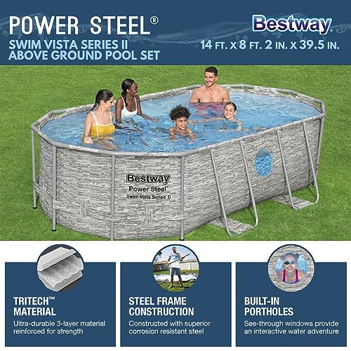 Bestway Oval Above Ground Pool Set with Filter Pump & Vacuum Cleaner