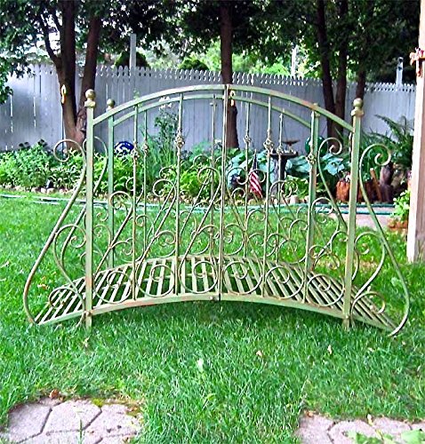 SERENDIPPITY Garden Bridge 37.5" Tall Iron Rustic Green Finish