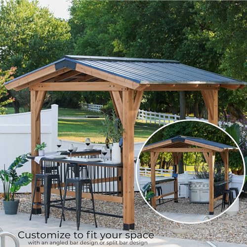 Backyard Discovery Granada 10' x 9' Cedar Wood BBQ Grill Gazebo Pavilion Light Brown