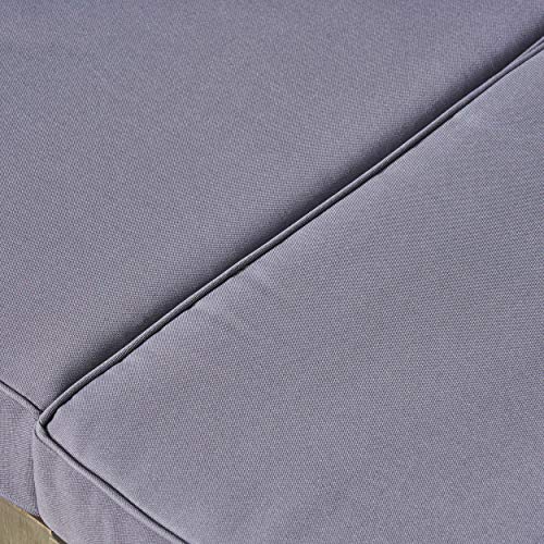 Great Deal Furniture Outdoor Sectional Loveseat Set 2-Seater Acacia Wood Water-Resistant Cushions Gray Finish + Dark Gray