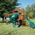 Swing-N-Slide Grandview Twist Play Set with Slides, Swings, Monkey Bars, Glider, Climbing Wall Green