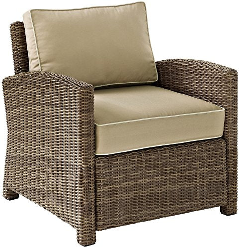 Crosley Furniture Bradenton 5-Piece Outdoor Sectional Sofa Set Brown with Sand Cushions