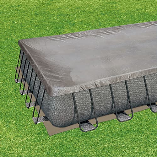 Summer Waves Outdoor Rectangular Frame Above Ground Swimming Pool Set Gray