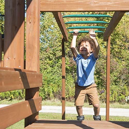 Swing-N-Slide Knightsbridge Wooden Swing Set with Slides & Climbing Wall Green
