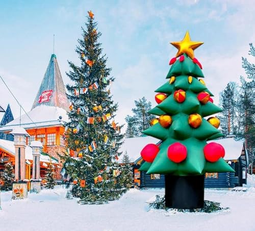 OZIS 13Ft Tall Lighted Inflatable Green Tree with Multicolor Boxes and Star Green