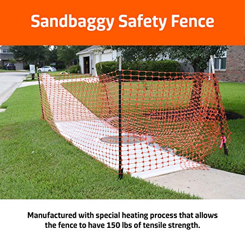 Sandbaggy 4 Ft x 100 Ft Orange Safety Barrier Fence - Plastic Snow Fence for Crowd Control & Construction (100 Rolls)