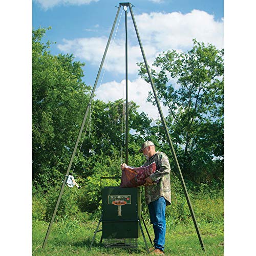 Texas Hunter Products EZ Lift Tripod Wildlife and Deer Feeder 300lb Capacity Hunter Green