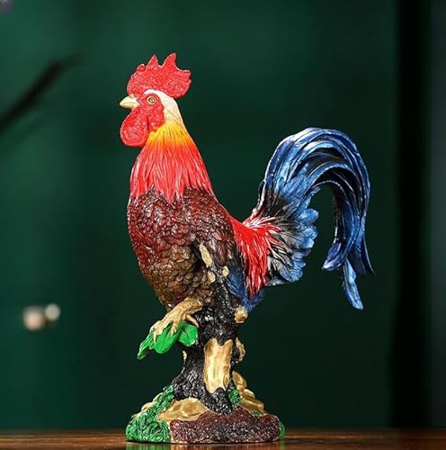 FENGSHUI-CAISHEN Large Colorful Metal Rooster Statue