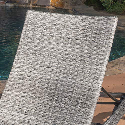 Unknown Outdoor Wicker/Aluminum Chaise Lounge Set of 2 Grey