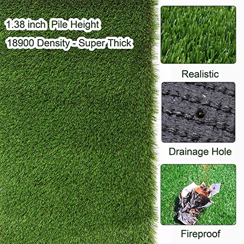 Petgrow Realistic Artificial Grass Turf 10FTx25FT Synthetic Lawn Mat