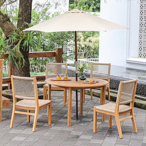 Cambridge Casual Carmel 2-Piece Outdoor Dining Chairs Teak Wood and All-Weather Wicker