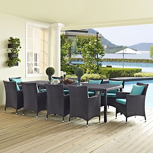 Modway Convene 11-pc Outdoor Patio Dining Set Espresso Orange