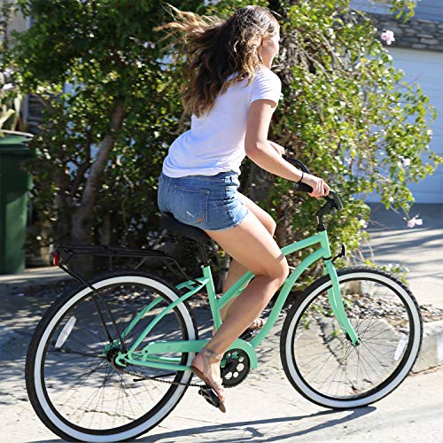 sixthreezero Women's Beach Cruiser Bike Around The Block Lilac Ginger w/ Brown Seat/Grips