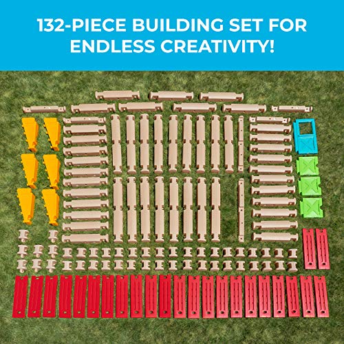 Step2 Big Builders Playhouse Building Set 132-Piece Kids Playset Brown