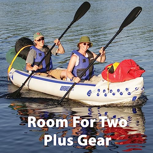 Sea Eagle SE370 Inflatable Sports Kayak 1-3 Person with Seats, Paddles, Bag Blue/White