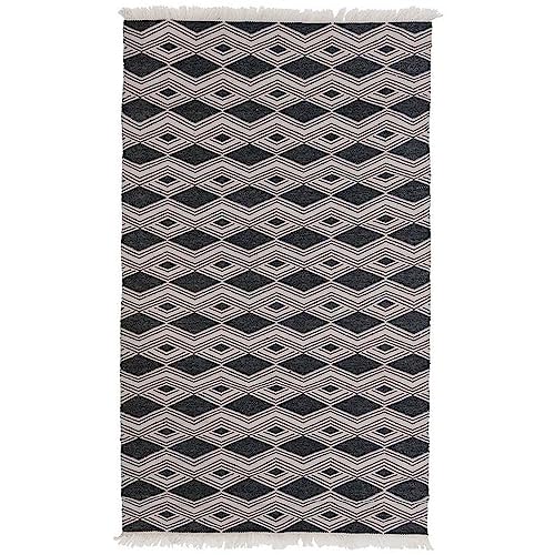 Benzara Handwoven Diamonds Patio Maya Area Rug 8x10 Charcoal Gray