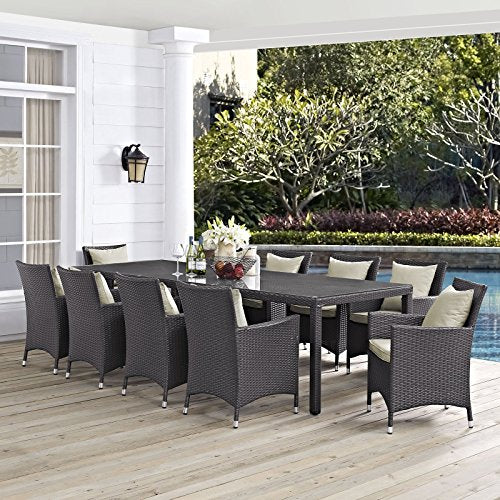 Modway Convene 11-pc Outdoor Patio Dining Set Espresso Peridot