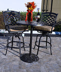 theWorldofpatio St. Augustine 3 Piece Cast Aluminum Bar Set with 30" Pedestal Table Antique Bronze